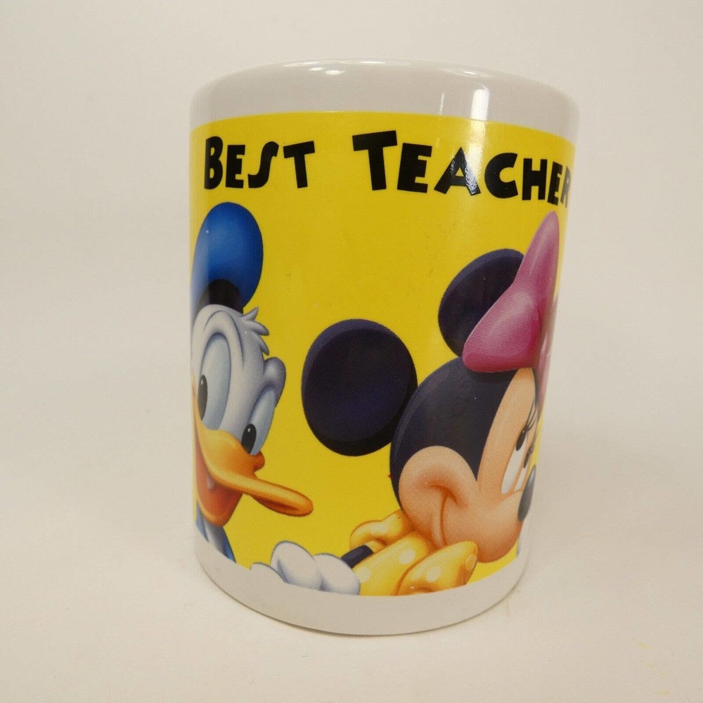 Disney Jerry Leigh “Best Teacher” Mickey Minnie Mouse Goofy Cup Mug UEJYW